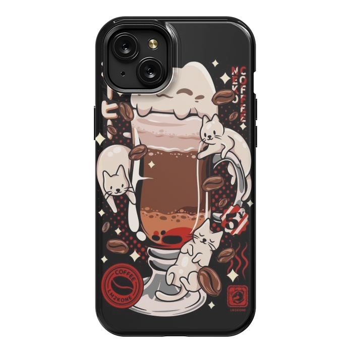 iPhone 15 Plus StrongFit Catpuccino - Coffee Kawaii Cat by LM2Kone