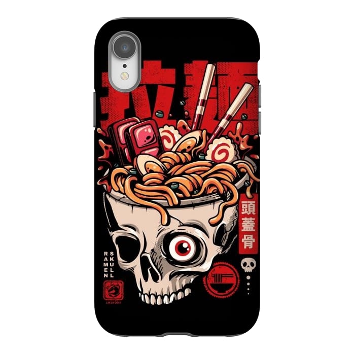 iPhone Xr StrongFit Skull Ramen Noodles by LM2Kone