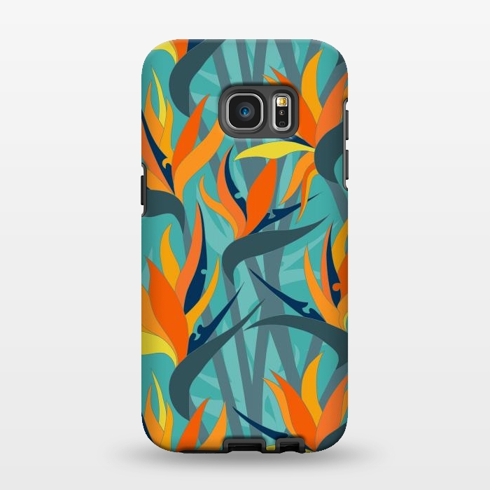 Galaxy S7 EDGE StrongFit Seamless Floral Pattern Plant Strelitzia G610 by Medusa GraphicArt
