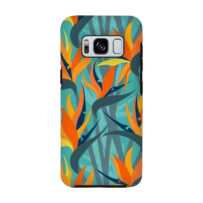 Galaxy S8 StrongFit Seamless Floral Pattern Plant Strelitzia G610 by Medusa GraphicArt