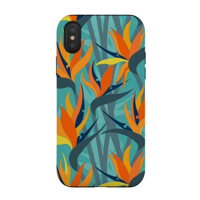 iPhone Xs / X StrongFit Seamless Floral Pattern Plant Strelitzia G610 by Medusa GraphicArt
