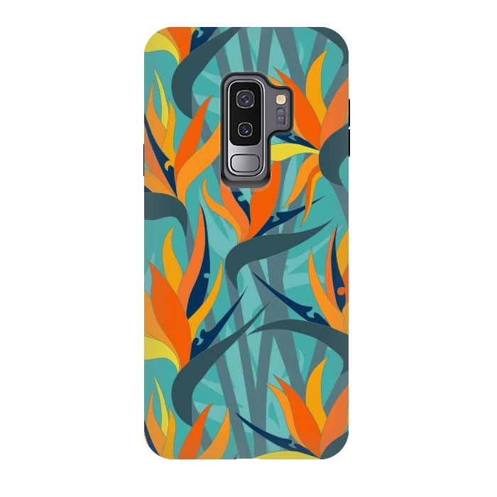 Galaxy S9 plus StrongFit Seamless Floral Pattern Plant Strelitzia G610 by Medusa GraphicArt