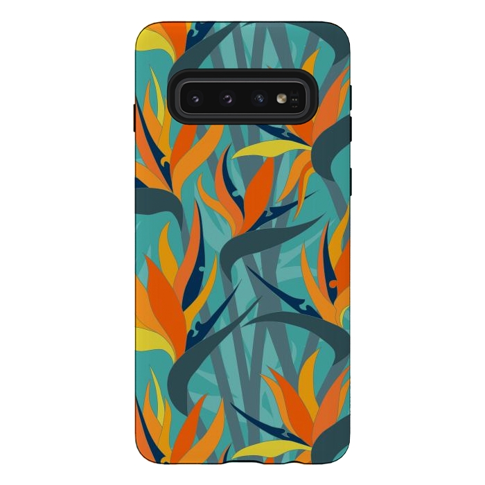 Galaxy S10 StrongFit Seamless Floral Pattern Plant Strelitzia G610 by Medusa GraphicArt