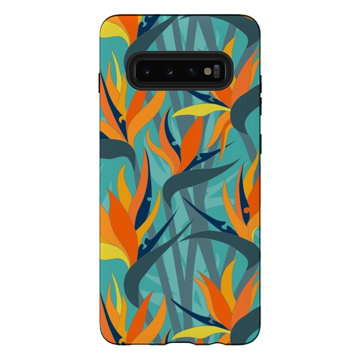 Galaxy S10 plus StrongFit Seamless Floral Pattern Plant Strelitzia G610 by Medusa GraphicArt