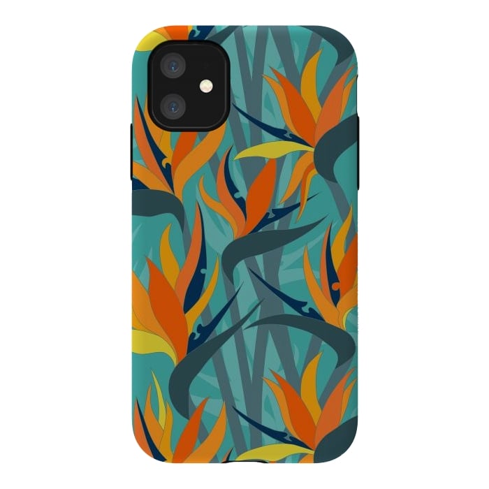 iPhone 11 StrongFit Seamless Floral Pattern Plant Strelitzia G610 by Medusa GraphicArt