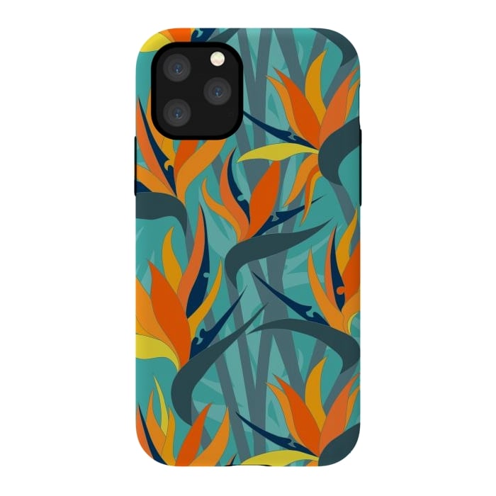 iPhone 11 Pro StrongFit Seamless Floral Pattern Plant Strelitzia G610 by Medusa GraphicArt