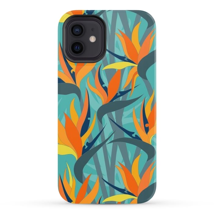 iPhone 12 StrongFit Seamless Floral Pattern Plant Strelitzia G610 by Medusa GraphicArt