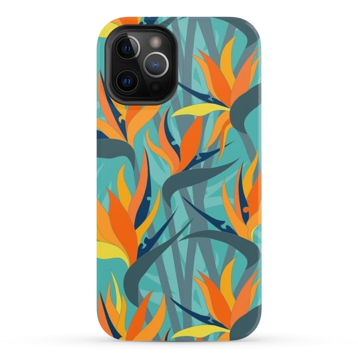 iPhone 12 Pro StrongFit Seamless Floral Pattern Plant Strelitzia G610 by Medusa GraphicArt