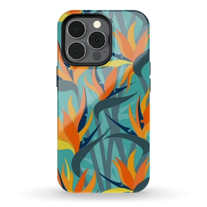 iPhone 13 pro StrongFit Seamless Floral Pattern Plant Strelitzia G610 by Medusa GraphicArt