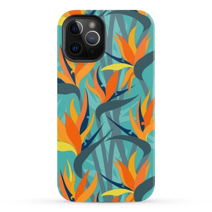 iPhone 12 Pro Max StrongFit Seamless Floral Pattern Plant Strelitzia G610 by Medusa GraphicArt