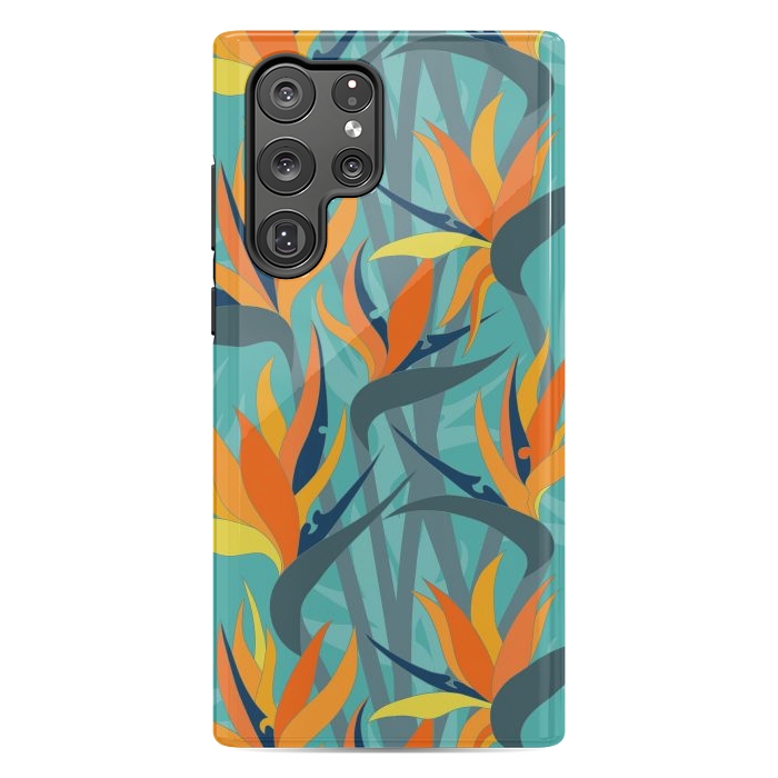 Galaxy S22 Ultra StrongFit Seamless Floral Pattern Plant Strelitzia G610 by Medusa GraphicArt