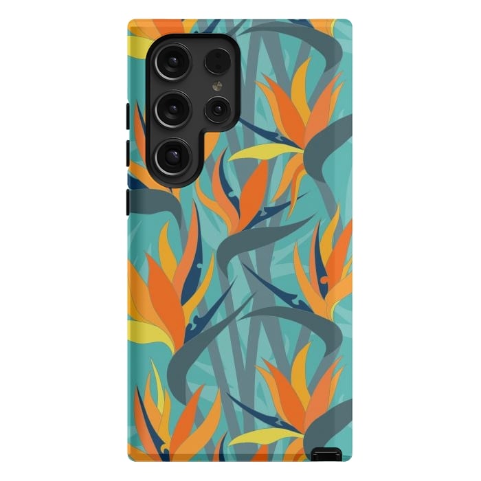 Galaxy S24 Ultra StrongFit Seamless Floral Pattern Plant Strelitzia G610 by Medusa GraphicArt