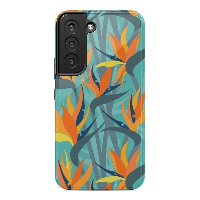 Galaxy S22 StrongFit Seamless Floral Pattern Plant Strelitzia G610 by Medusa GraphicArt