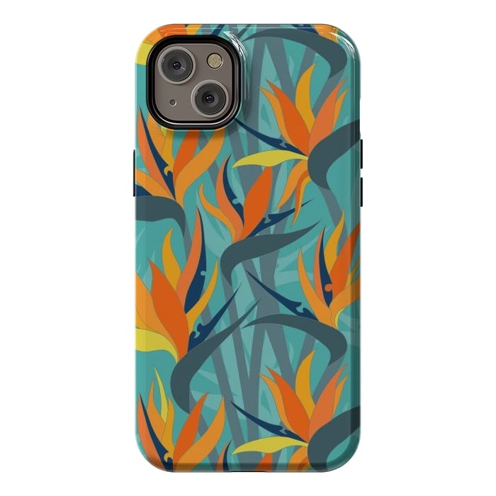 iPhone 14 Plus StrongFit Seamless Floral Pattern Plant Strelitzia G610 by Medusa GraphicArt