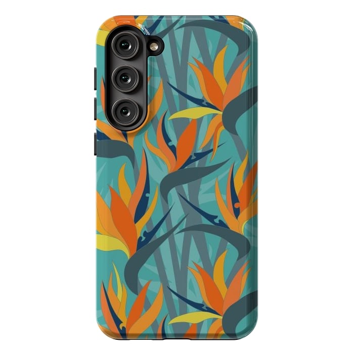 Galaxy S23 Plus StrongFit Seamless Floral Pattern Plant Strelitzia G610 by Medusa GraphicArt