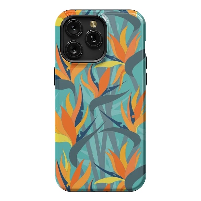 iPhone 15 Pro Max StrongFit Seamless Floral Pattern Plant Strelitzia G610 by Medusa GraphicArt