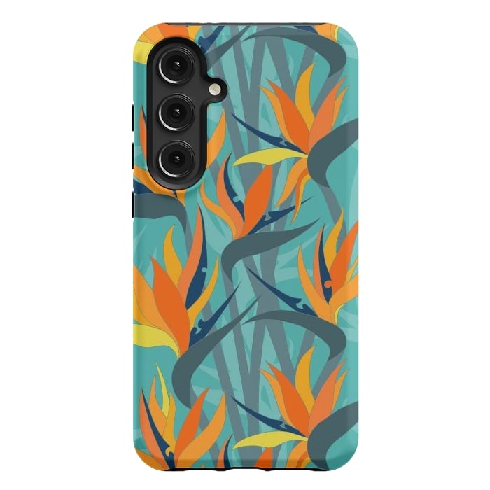 Galaxy S24 Plus StrongFit Seamless Floral Pattern Plant Strelitzia G610 by Medusa GraphicArt