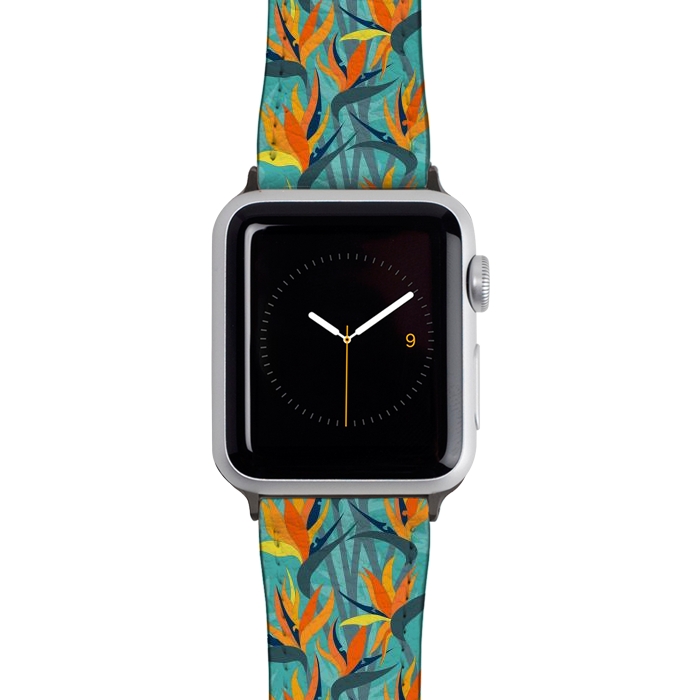 Watch 38mm / 40mm Strap PU leather Seamless Floral Pattern Plant Strelitzia G610 by Medusa GraphicArt