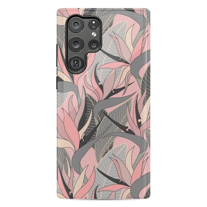 Galaxy S22 Ultra StrongFit Seamless Floral Pattern Plant Strelitzia G612 by Medusa GraphicArt