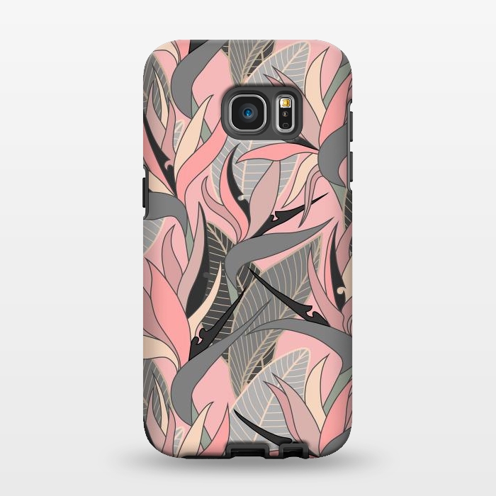 Galaxy S7 EDGE StrongFit Seamless Floral Pattern Plant Strelitzia G612 by Medusa GraphicArt
