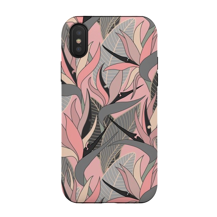 iPhone Xs / X StrongFit Seamless Floral Pattern Plant Strelitzia G612 by Medusa GraphicArt