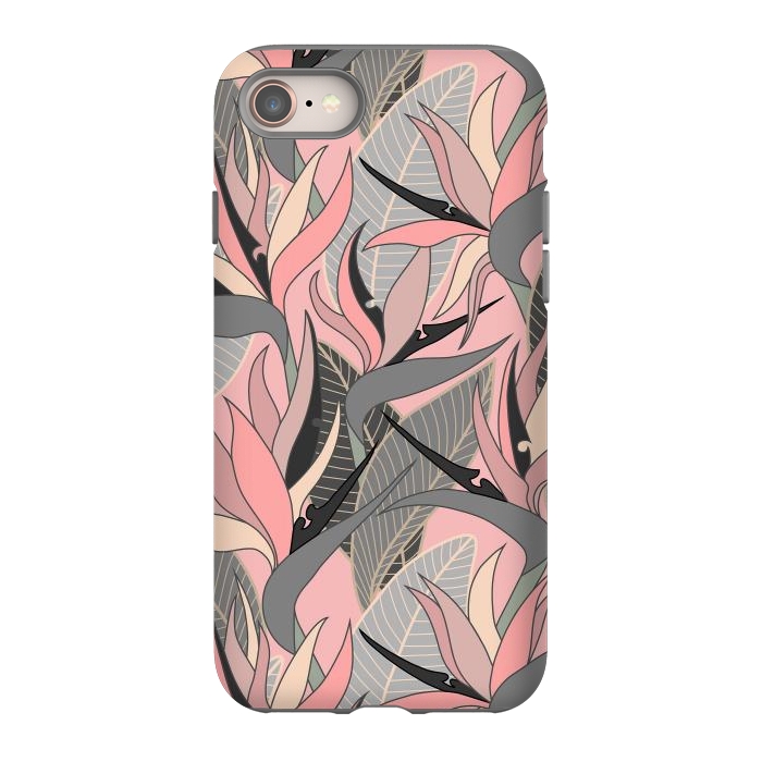 iPhone 8 StrongFit Seamless Floral Pattern Plant Strelitzia G612 by Medusa GraphicArt