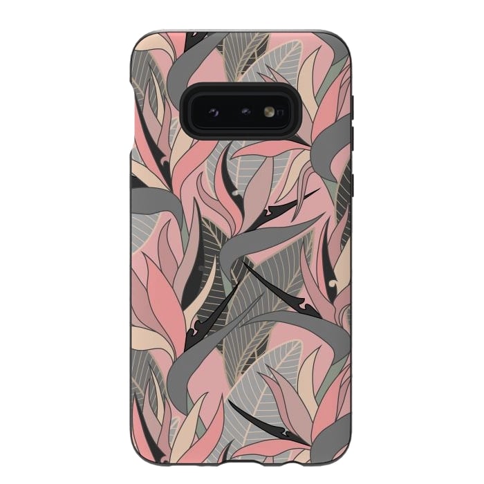 Galaxy S10e StrongFit Seamless Floral Pattern Plant Strelitzia G612 by Medusa GraphicArt