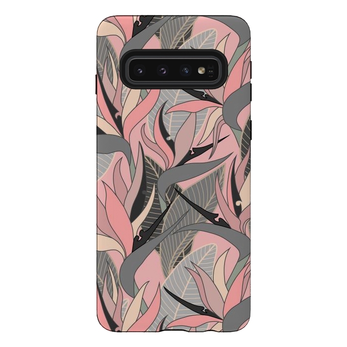 Galaxy S10 StrongFit Seamless Floral Pattern Plant Strelitzia G612 by Medusa GraphicArt