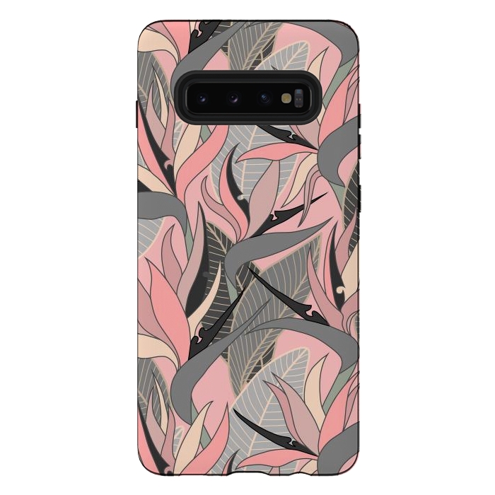 Galaxy S10 plus StrongFit Seamless Floral Pattern Plant Strelitzia G612 by Medusa GraphicArt