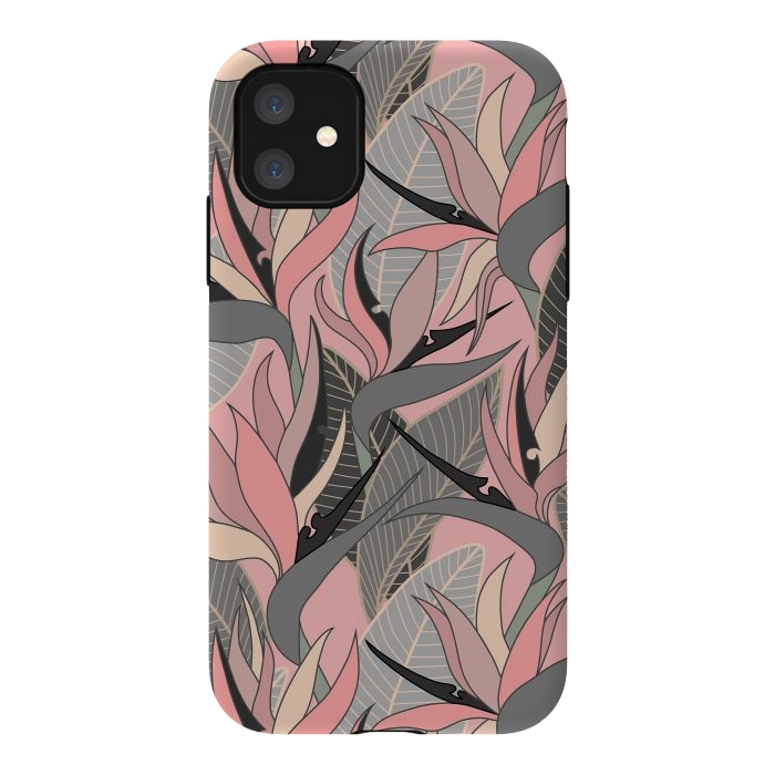 iPhone 11 StrongFit Seamless Floral Pattern Plant Strelitzia G612 by Medusa GraphicArt