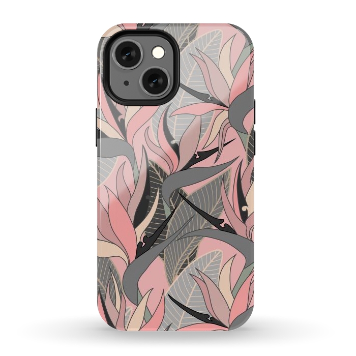 iPhone 12 mini StrongFit Seamless Floral Pattern Plant Strelitzia G612 by Medusa GraphicArt