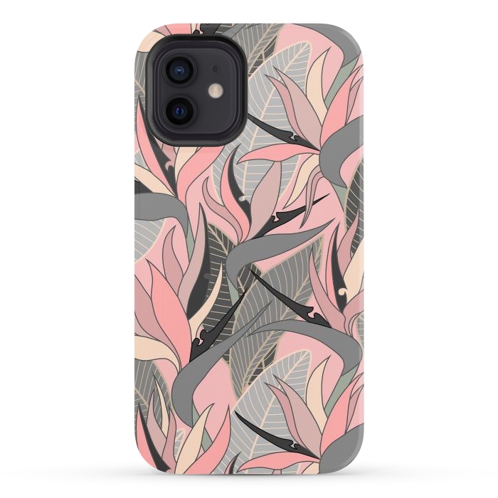 iPhone 12 StrongFit Seamless Floral Pattern Plant Strelitzia G612 by Medusa GraphicArt