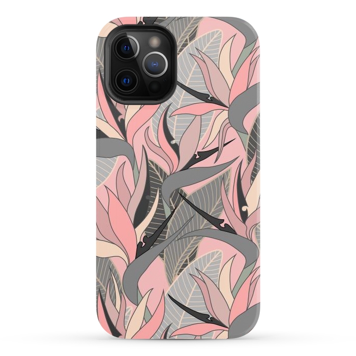 iPhone 12 Pro StrongFit Seamless Floral Pattern Plant Strelitzia G612 by Medusa GraphicArt