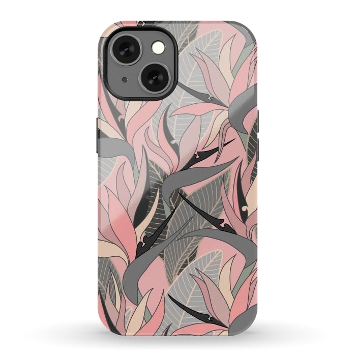 iPhone 13 StrongFit Seamless Floral Pattern Plant Strelitzia G612 by Medusa GraphicArt