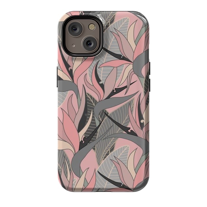 iPhone 14 StrongFit Seamless Floral Pattern Plant Strelitzia G612 by Medusa GraphicArt