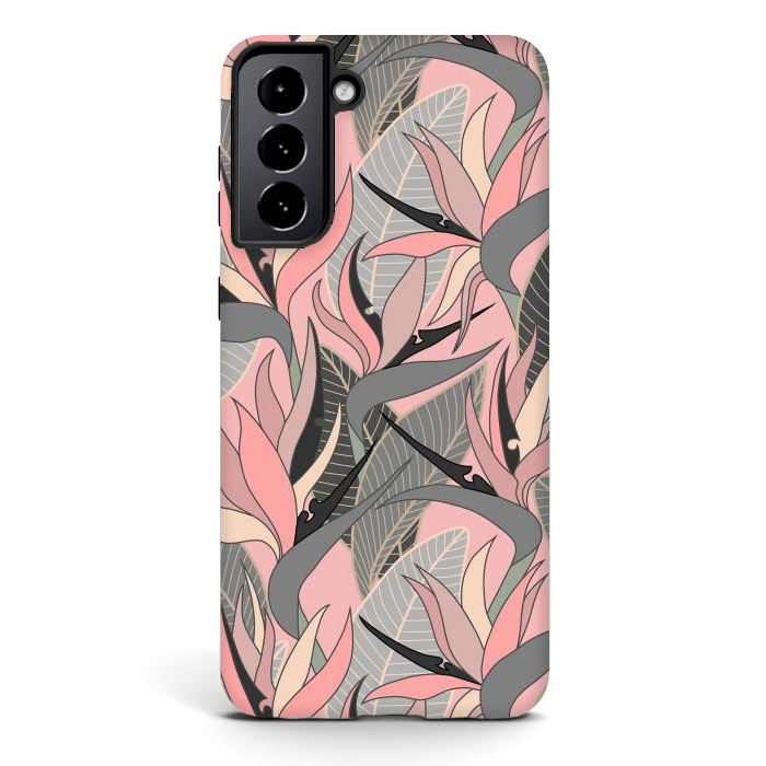 Galaxy S21 StrongFit Seamless Floral Pattern Plant Strelitzia G612 by Medusa GraphicArt