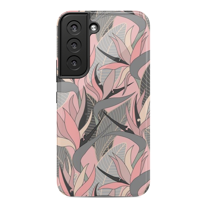 Galaxy S22 StrongFit Seamless Floral Pattern Plant Strelitzia G612 by Medusa GraphicArt