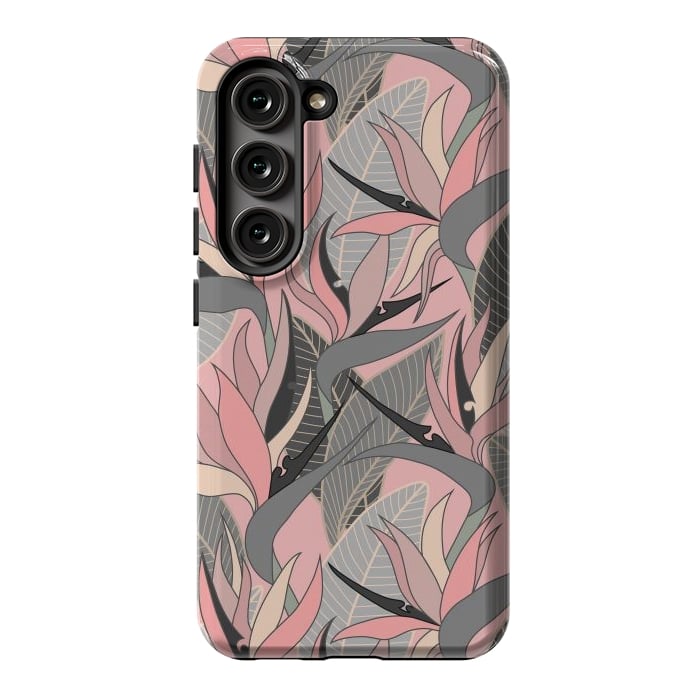 Galaxy S23 StrongFit Seamless Floral Pattern Plant Strelitzia G612 by Medusa GraphicArt