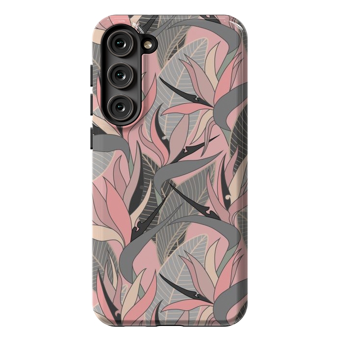 Galaxy S23 Plus StrongFit Seamless Floral Pattern Plant Strelitzia G612 by Medusa GraphicArt