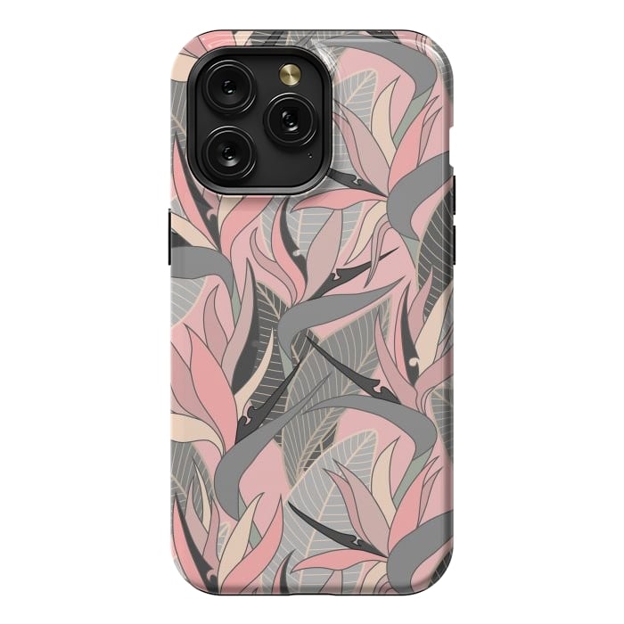 iPhone 15 Pro Max StrongFit Seamless Floral Pattern Plant Strelitzia G612 by Medusa GraphicArt