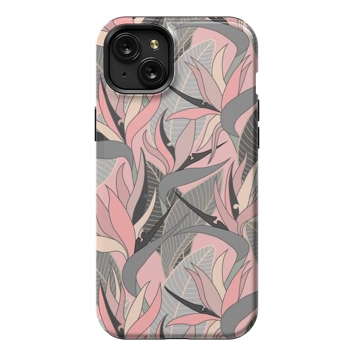 iPhone 15 Plus StrongFit Seamless Floral Pattern Plant Strelitzia G612 by Medusa GraphicArt