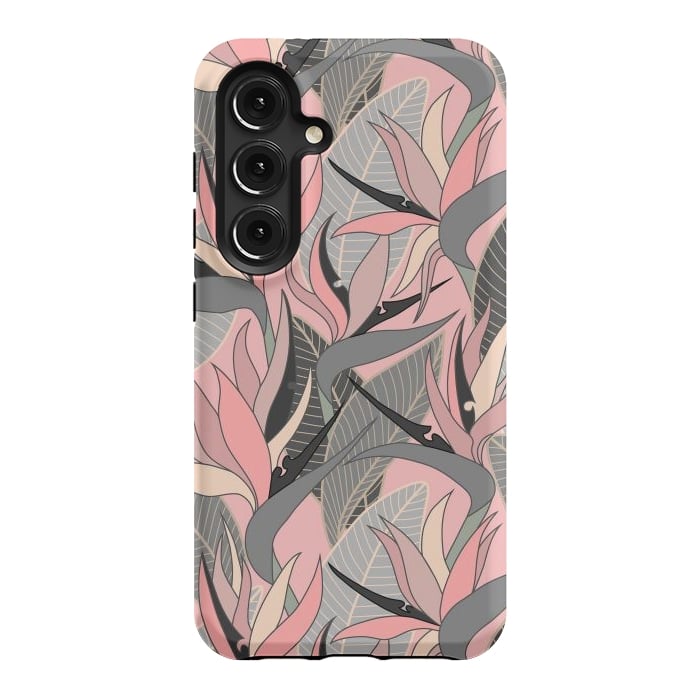 Galaxy S24 StrongFit Seamless Floral Pattern Plant Strelitzia G612 by Medusa GraphicArt