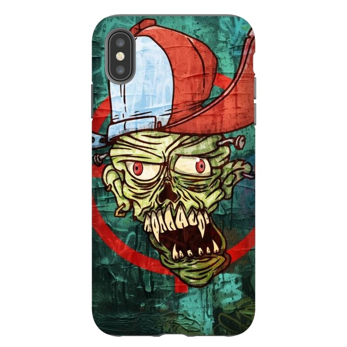 iPhone Xs Max StrongFit monster head with cap by Manuvila