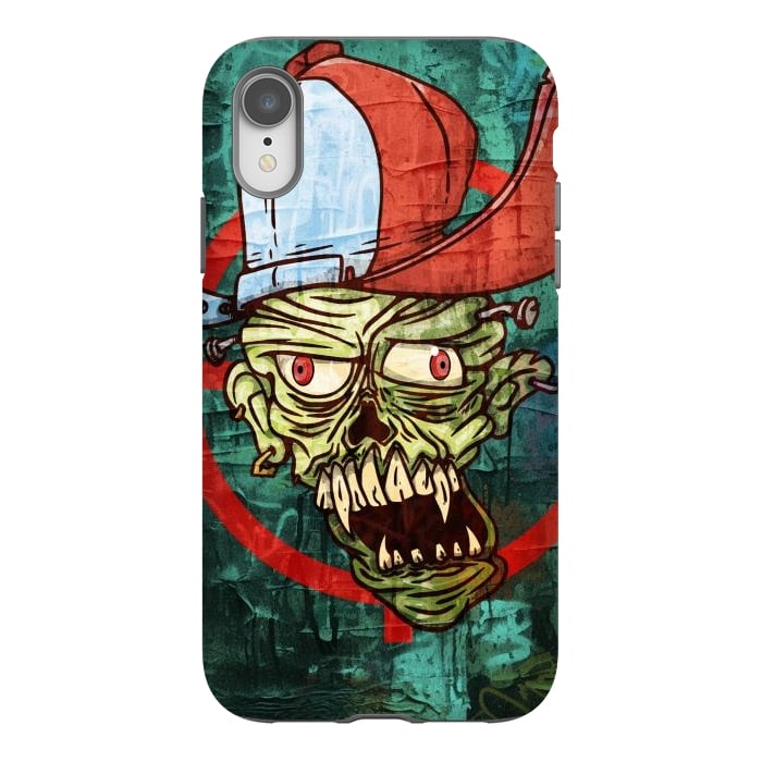 iPhone Xr StrongFit monster head with cap by Manuvila