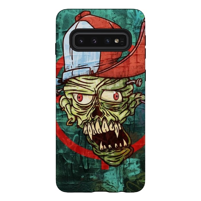 Galaxy S10 StrongFit monster head with cap by Manuvila