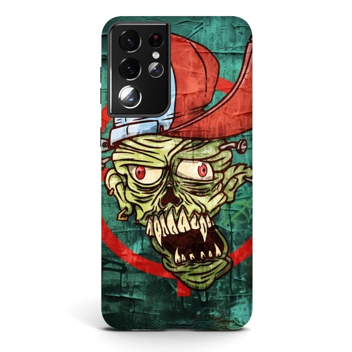 Galaxy S21 ultra StrongFit monster head with cap by Manuvila