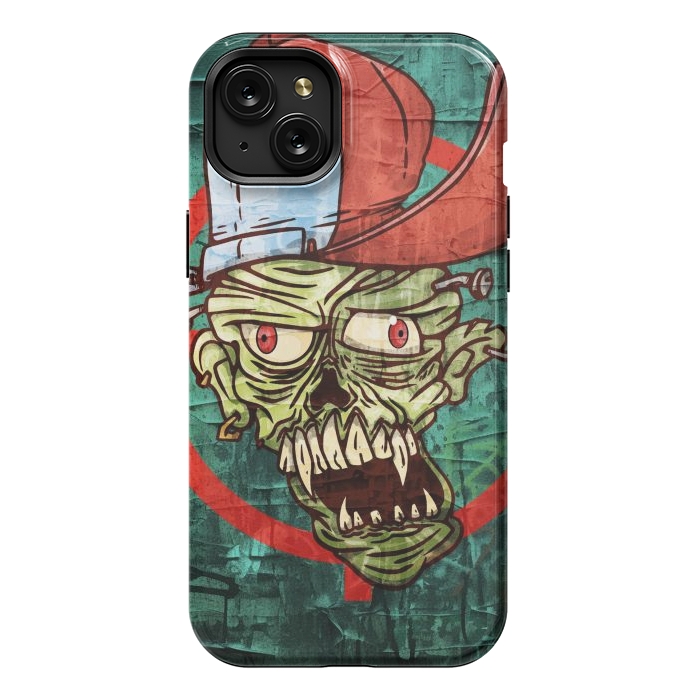 iPhone 15 Plus StrongFit monster head with cap by Manuvila