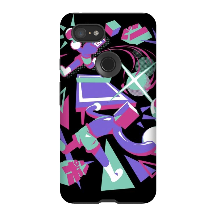 Pixel 3XL StrongFit Ping Pong Rally - Black Version by Ilustrata