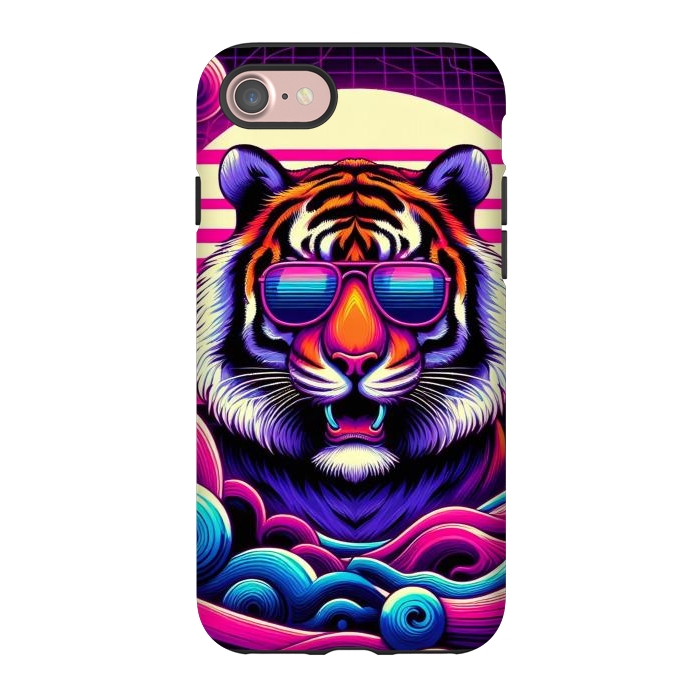 iPhone 7 StrongFit 80s Neon Lion by JohnnyVillas