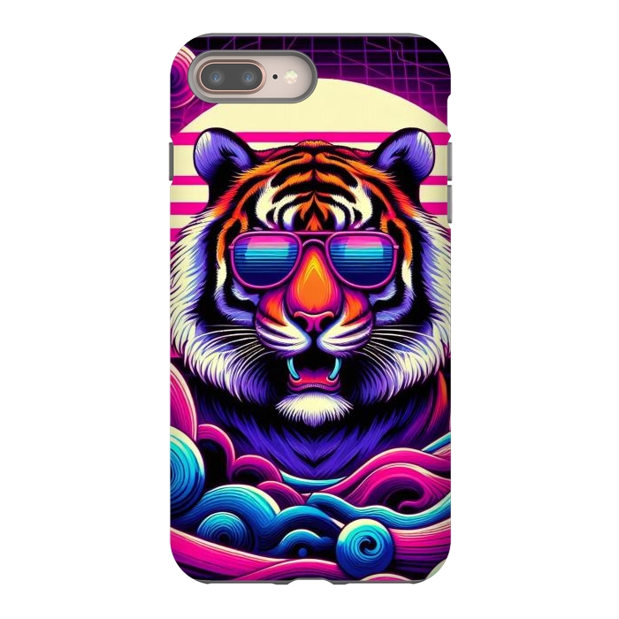 iPhone 7 plus StrongFit 80s Neon Lion by JohnnyVillas